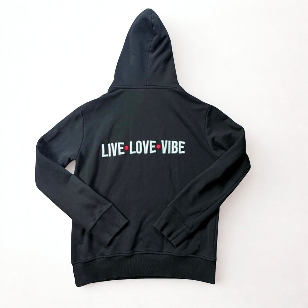 Puff Smoke Shop Hoodie XL Black Live Love Vibe Graphic Pullover Sweatshirt